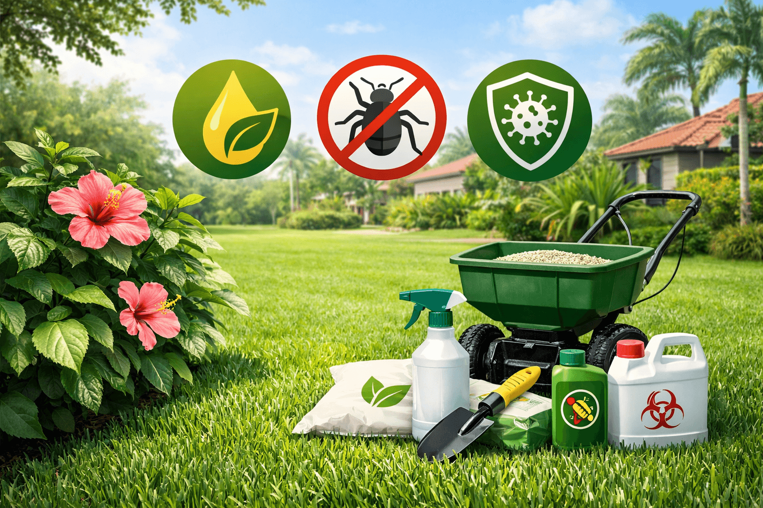 Expert plant health and lawn treatment in progress